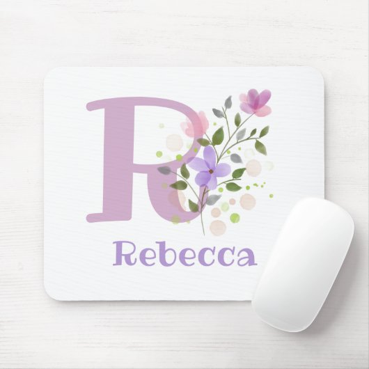 Mouse Pad Initial Plus Name & Blume Design Mousepad (Mit Mouse)