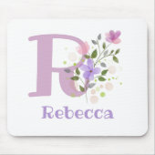 Mouse Pad Initial Plus Name & Blume Design Mousepad (Vorne)