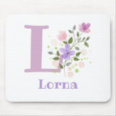 Mouse Pad Initial Plus Name & Blume Design Mousepad (Vorne)