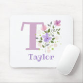 Mouse Pad Initial Plus Name & Blume Design Mousepad (Mit Mouse)