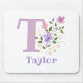 Mouse Pad Initial Plus Name & Blume Design Mousepad (Vorne)