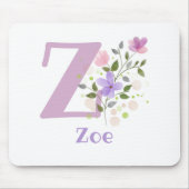 Mouse Pad Initial Plus Name & Blume Design Mousepad (Vorne)
