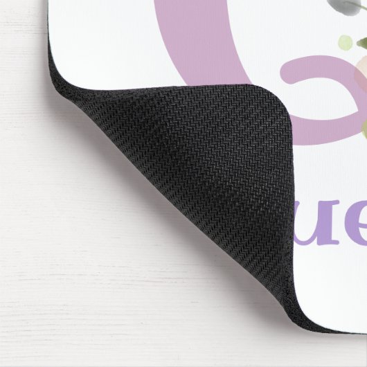 Mouse Pad Initial Plus Name & Blume Design Mousepad (Ecke)