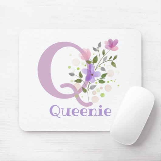 Mouse Pad Initial Plus Name & Blume Design Mousepad (Mit Mouse)