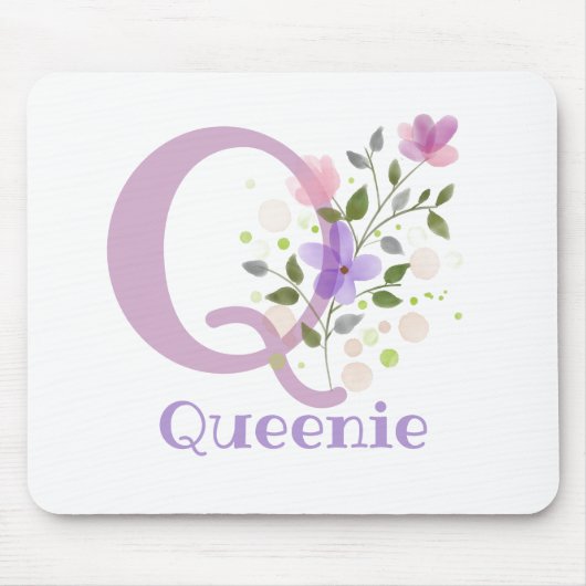 Mouse Pad Initial Plus Name & Blume Design Mousepad (Vorne)
