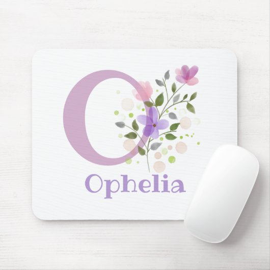 Mouse Pad Initial Plus Name & Blume Design Mousepad (Mit Mouse)