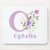 Mouse Pad Initial Plus Name & Blume Design Mousepad (Vorne)
