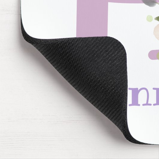 Mouse Pad Initial Plus Name & Blume Design Mousepad (Ecke)