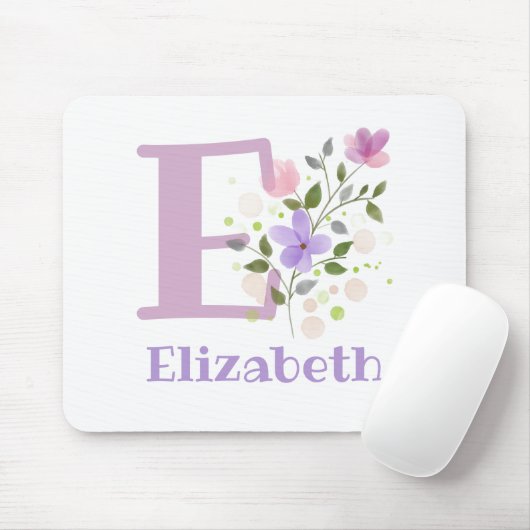 Mouse Pad Initial Plus Name & Blume Design Mousepad (Mit Mouse)