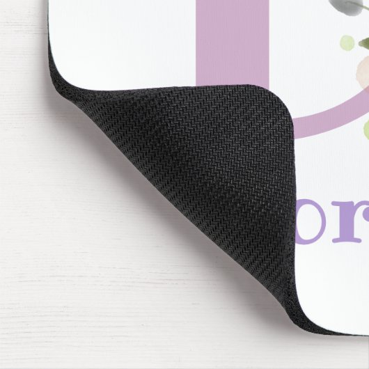 Mouse Pad Initial Plus Name & Blume Design Mousepad (Ecke)