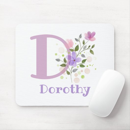 Mouse Pad Initial Plus Name & Blume Design Mousepad (Mit Mouse)