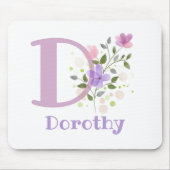 Mouse Pad Initial Plus Name & Blume Design Mousepad (Vorne)