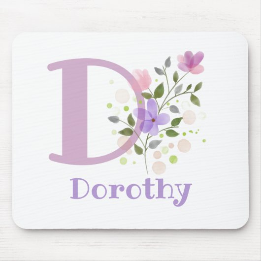 Mouse Pad Initial Plus Name & Blume Design Mousepad (Vorne)