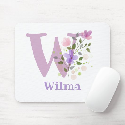 Mouse Pad Initial Plus Name & Blume Design Mousepad (Mit Mouse)