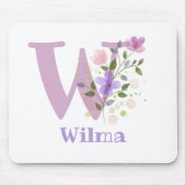 Mouse Pad Initial Plus Name & Blume Design Mousepad (Vorne)