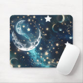 Mouse Pad - Luxury Icy Blue Celestial Moon Phases Mousepad (Mit Mouse)