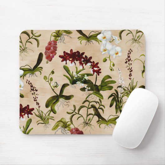 Mouse Pad - Orchid-Muster in Beige Mousepad (Mit Mouse)