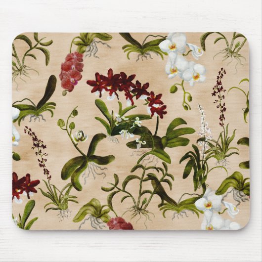 Mouse Pad - Orchid-Muster in Beige Mousepad (Vorne)