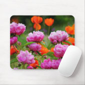 Mouse Pad Pink Peonies & Orange Poppies Mousepad (Mit Mouse)
