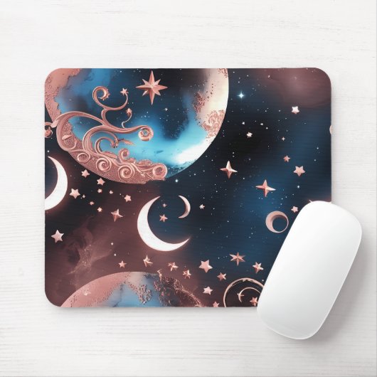 Mouse Pad - Rose Gold Celestial Moon Mousepad (Mit Mouse)