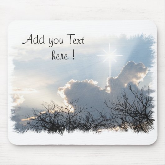 Mouse Pad Ruhm zu Gott mit einem Kreuz am Himmel Mousepad (Vorne)