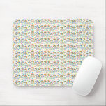 Mouse pad with a pattern of diverse smiley faces mousepad<br><div class="desc">Mouse pad with a pattern of diverse smiley faces in multiple colors, creating a playful and cheerful atmosphere. Below, a white mouse rests on it.</div>