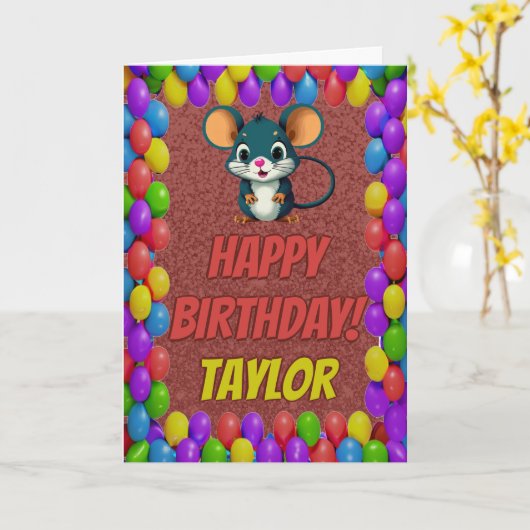 Mouse Personalisiert Fun Grußkarte Geburtstag Karte (Gelbe Blume)