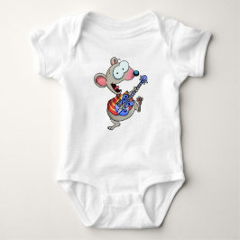 Mouse playing guitar with ease and joy baby strampler