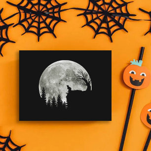 mouse praying on mountain halloween moon postkarte