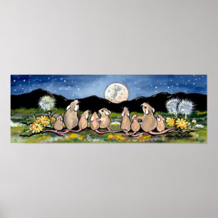 Mouse Rat Rodent Watching Moon Poster Marine Sweet