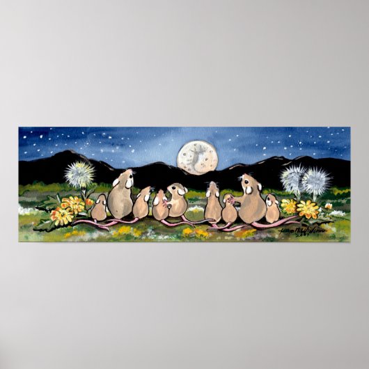 Mouse Rat Rodent Watching Moon Poster Marine Sweet (Vorne)