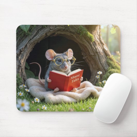 Mouse Reading a Red Book On a Blanket Mousepad (Mit Mouse)
