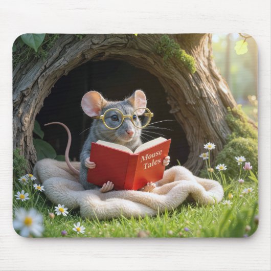 Mouse Reading a Red Book On a Blanket Mousepad (Vorne)