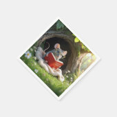 Mouse Reading a Red Book On a Blanket Serviette (Ecke)