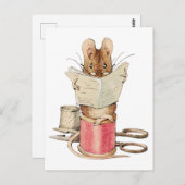 Mouse Reading Newspaper Beatrix Potter Postkarte (Vorne/Hinten)