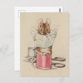 Mouse Reading the Newspaper Vintag Postkarte (Vorne/Hinten)