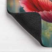 Mouse schlafen in einer roten Mohnblume-Blume Mousepad (Ecke)