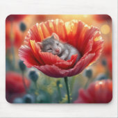 Mouse schlafen in einer roten Mohnblume-Blume Mousepad (Vorne)