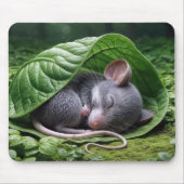 Mouse schlafen in grünem Leaf Mousepad (Vorne)