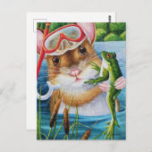 Mouse Schnorchel & Maske mit Bullfrosch Wasserfarb Postkarte (Vorne/Hinten)