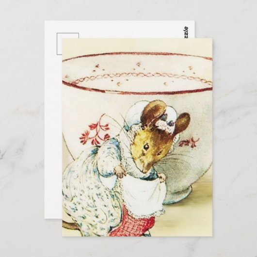 "Mouse Seamstress and Teacup" von Beatrix Potter Postkarte (Vorne/Hinten)