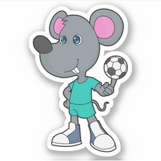 Mouse Soccer Player Soccer Aufkleber (Vorderseite)