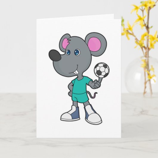 Mouse Soccer Player Soccer Karte (Gelbe Blume)