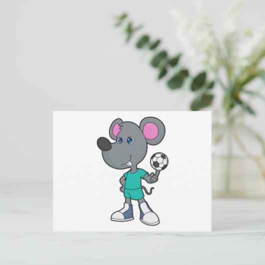 Mouse Soccer Player Soccer Postkarte (Stehend Vorderseite)