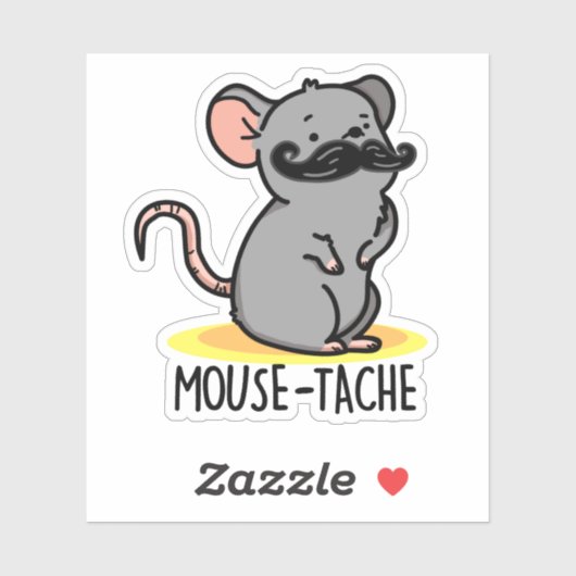 Mouse-tache Funny Mouse Pun Aufkleber (Blatt)