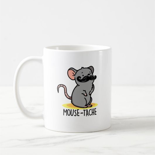 Mouse-tache Funny Mouse Pun Kaffeetasse (Links)