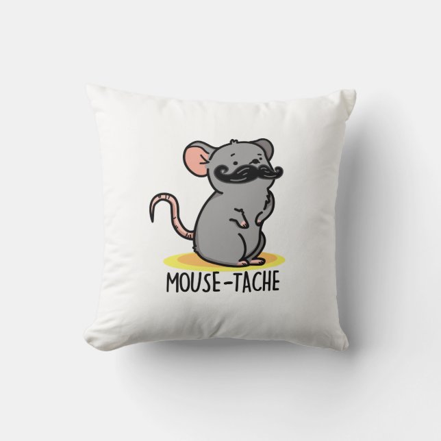 Mouse-tache Funny Mouse Pun Kissen (Vorderseite)