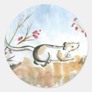 Mouse- und Berries-Aufkleber Runder Aufkleber