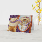 Mouse Wear Spring Bonnet Mirror Wasserfarben Kunst Karte (Gelbe Blume)