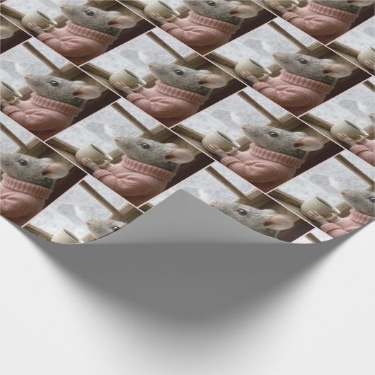 Mouse With a Cup of Coffee Geschenkpapier (Ecke)